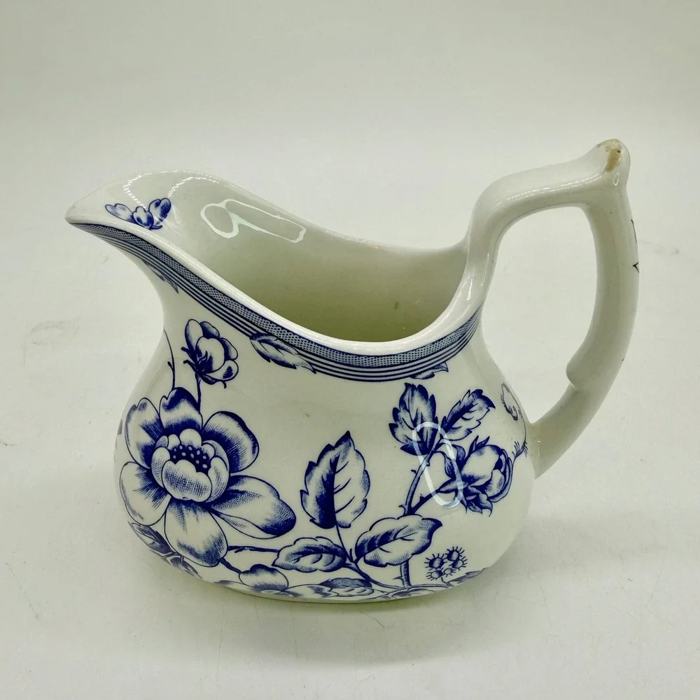 Spode Laura Ashley Clifton Creamer Pitcher Blue White Floral Vintage England